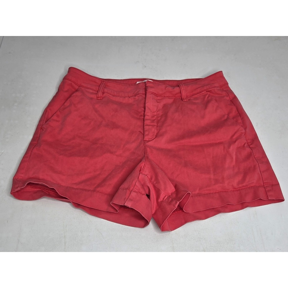 Lila Ryan Womens Chino Shorts Size 10 Pink Coral Flat Front Stretch Casual...